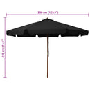 udendørs parasol med træstang 330 cm sort