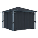 havepavillon med gardin 300x300 cm aluminium antracitgrå