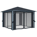 havepavillon med gardin 300x300 cm aluminium antracitgrå