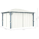 havepavillon med gardin 400x300 cm aluminium cremefarvet