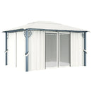 havepavillon med gardin 400x300 cm aluminium cremefarvet