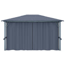 havepavillon med gardin 400x300 cm aluminium antracitgrå