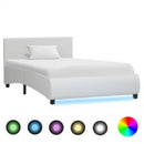 sengestel med LED 90x200 cm kunstlæder hvid