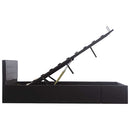 hydraulisk opbevaringsseng 140 x 200 cm kunstlæder sort