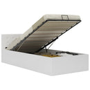 hydraulisk opbevaringsseng 100 x 200 cm kunstlæder hvid