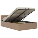 hydraulisk opbevaringsseng 120 x 200 cm kunstlæder cappuccino