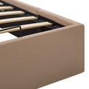 hydraulisk opbevaringsseng 140 x 200 cm kunstlæder cappuccino