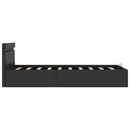 hydraulisk opbevaringsseng med LED 90x200 cm kunstlæder sort