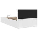 hydraulisk opbevaringsseng med LED 90x200 cm kunstlæder hvid