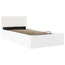 hydraulisk opbevaringsseng med LED 100x200 cm kunstlæder hvid