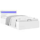 hydraulisk opbevaringsseng med LED 100x200 cm kunstlæder hvid
