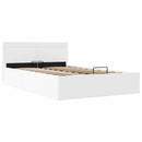 hydraulisk opbevaringsseng med LED 120x200 cm kunstlæder hvid