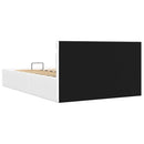 hydraulisk opbevaringsseng med LED 120x200 cm kunstlæder hvid