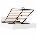 hydraulisk opbevaringsseng med LED 160x200 cm kunstlæder hvid