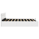 hydraulisk opbevaringsseng med LED 180x200 cm kunstlæder hvid