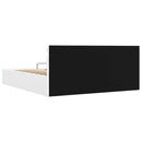 hydraulisk opbevaringsseng med LED 180x200 cm kunstlæder hvid