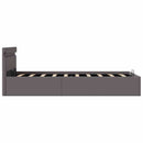 hydraulisk opbevaringsseng med LED 90x200 cm kunstlæder grå