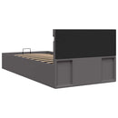 hydraulisk opbevaringsseng med LED 90x200 cm kunstlæder grå