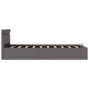hydraulisk opbevaringsseng med LED 100x200 cm kunstlæder grå