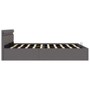 hydraulisk opbevaringsseng med LED 160x200 cm kunstlæder grå