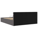 hydraulisk opbevaringsseng med LED 160x200 cm kunstlæder grå