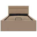 hydraulisk opbevaringsseng LED 90x200 cm kunstlæder cappuccino
