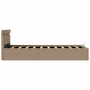 hydraulisk opbevaringsseng LED 90x200 cm kunstlæder cappuccino