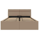 hydraulisk opbevaringsseng LED 140x200 cm kunstlæder cappuccino