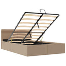 hydraulisk opbevaringsseng LED 140x200 cm kunstlæder cappuccino