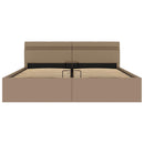 hydraulisk opbevaringsseng LED 160x200 cm kunstlæder cappuccino