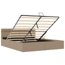 hydraulisk opbevaringsseng LED 160x200 cm kunstlæder cappuccino
