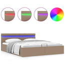 hydraulisk opbevaringsseng LED 180x200 cm kunstlæder cappuccino