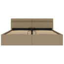 hydraulisk opbevaringsseng LED 180x200 cm kunstlæder cappuccino