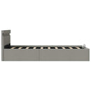 hydraulisk opbevaringsseng med LED 100x200 cm stof lysegrå