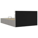 hydraulisk opbevaringsseng med LED 140x200 cm stof lysegrå