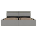 hydraulisk opbevaringsseng med LED 160x200 cm stof lysegrå