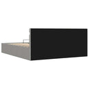 hydraulisk opbevaringsseng med LED 160x200 cm stof lysegrå