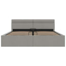 hydraulisk opbevaringsseng med LED 180x200 cm stof lysegrå
