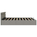 hydraulisk opbevaringsseng med LED 180x200 cm stof lysegrå