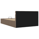 hydraulisk opbevaringsseng med LED 140x200 cm stof gråbrun