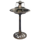 fuglebad med springvand 50x91 cm plastik bronzefarvet