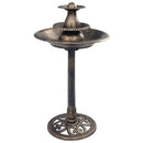 fuglebad med springvand 50x91 cm plastik bronzefarvet