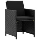 udendørs spisebordssæt 5 dele med hynder polyrattan sort