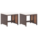 havetaburetter 2 stk. med hynder polyrattan brun