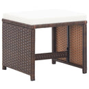 havetaburetter 2 stk. med hynder polyrattan brun