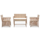 haveloungesæt 4 dele med hynde polyrattan beige