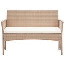 haveloungesæt 4 dele med hynde polyrattan beige