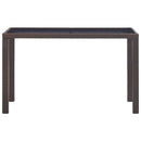 havebord 123 x 60 x 74 cm polyrattan brun