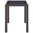 havebord 123 x 60 x 74 cm polyrattan brun