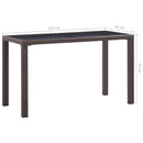havebord 123 x 60 x 74 cm polyrattan brun